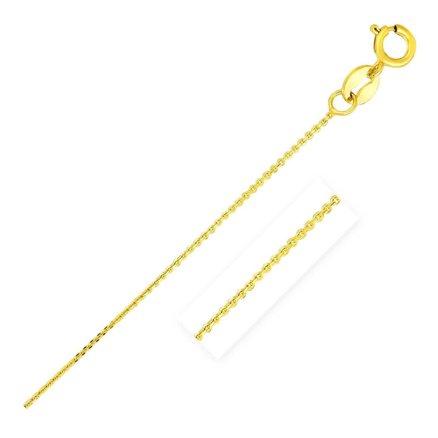 14k Yellow Gold Diamond Cut Cable Link Chain - 0.7mm