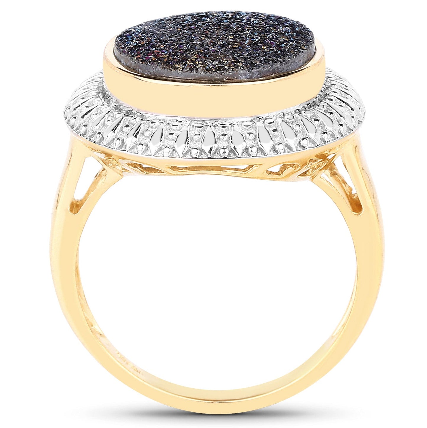 Bague de fiançailles en argent sterling avec drusy bleu cobalt de 4,90 carats