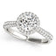 Bague de fiançailles en diamant halo en or blanc 14k avec bande pavée