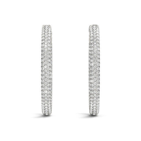 Boucles d'oreilles créoles en diamant en or blanc 14k - Design double face