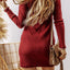 Luxury Mock Neck Long Sleeve Mini Dress