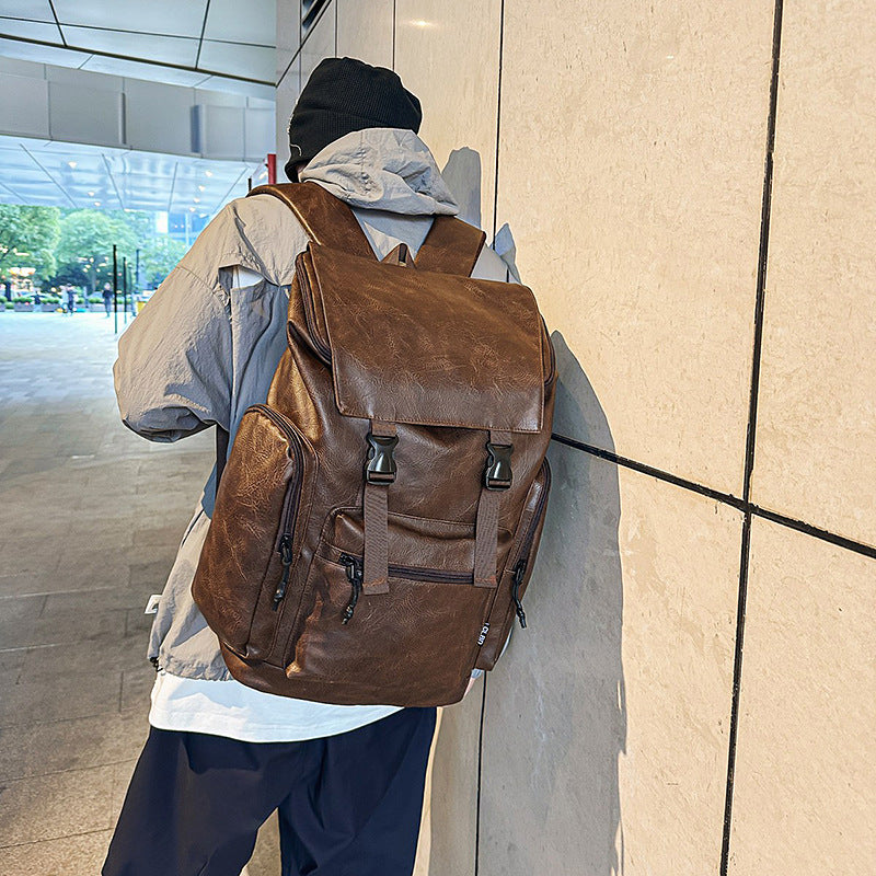 Retro Leather Laptop Backpack for Men and Women