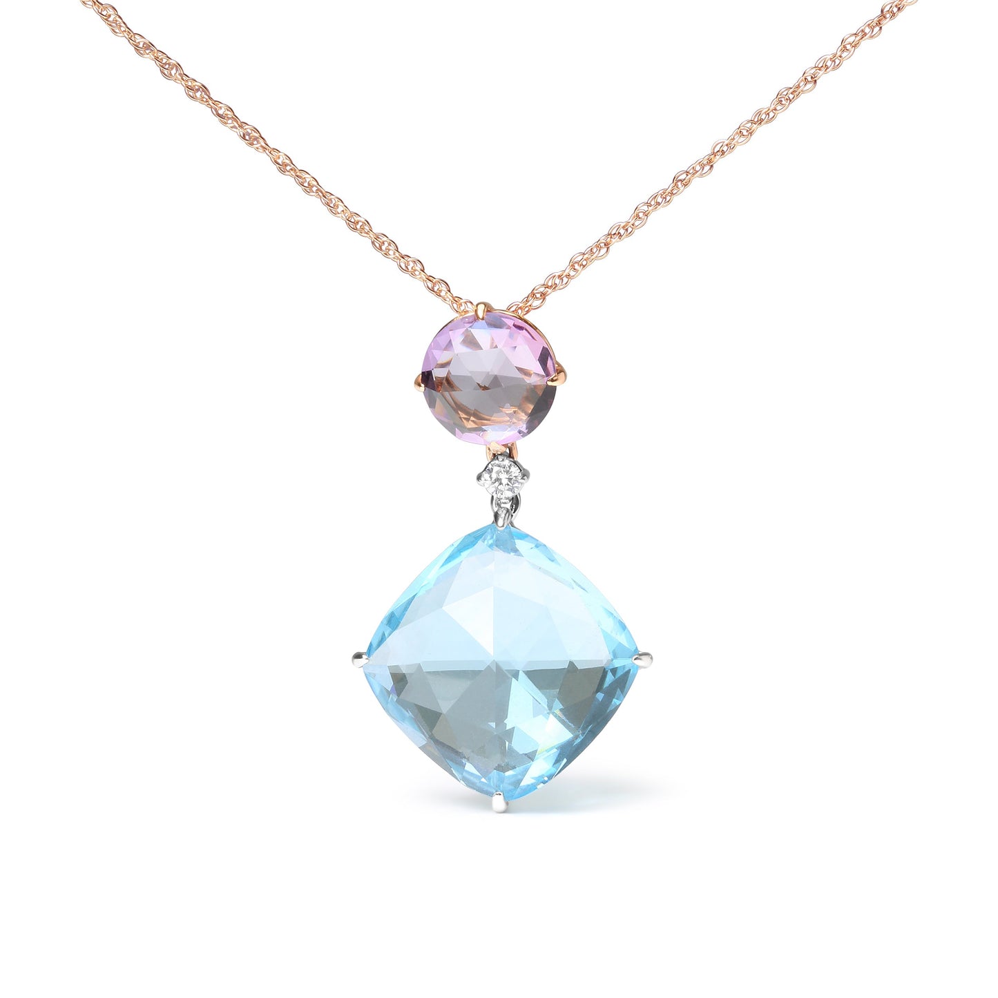 18K White & Rose Gold Diamond Accent Pendant Necklace