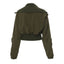 Womens Casual Bomber Jacket with Zippered Pockets