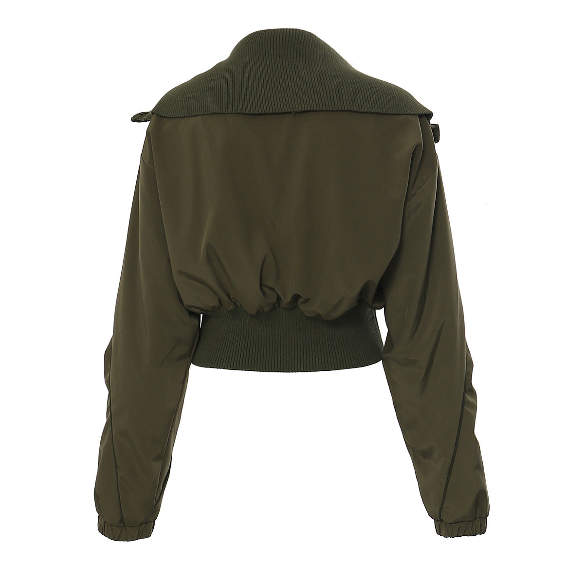 Womens Casual Bomber Jacket with Zippered Pockets