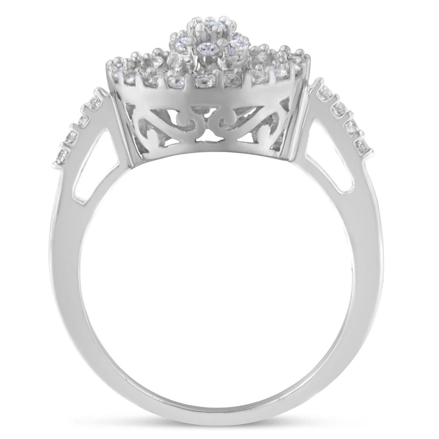 Bague cocktail en diamant en or blanc 10KT