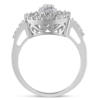 Bague cocktail en diamant en or blanc 10KT