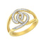 14K Yellow Gold Plated Sterling Silver Interlocking Loop Diamond Ring - Size 7