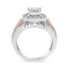 Anillo Halo Art Deco Triple Banda de Diamantes en Oro Blanco y Rosa de 14K - Talla 7