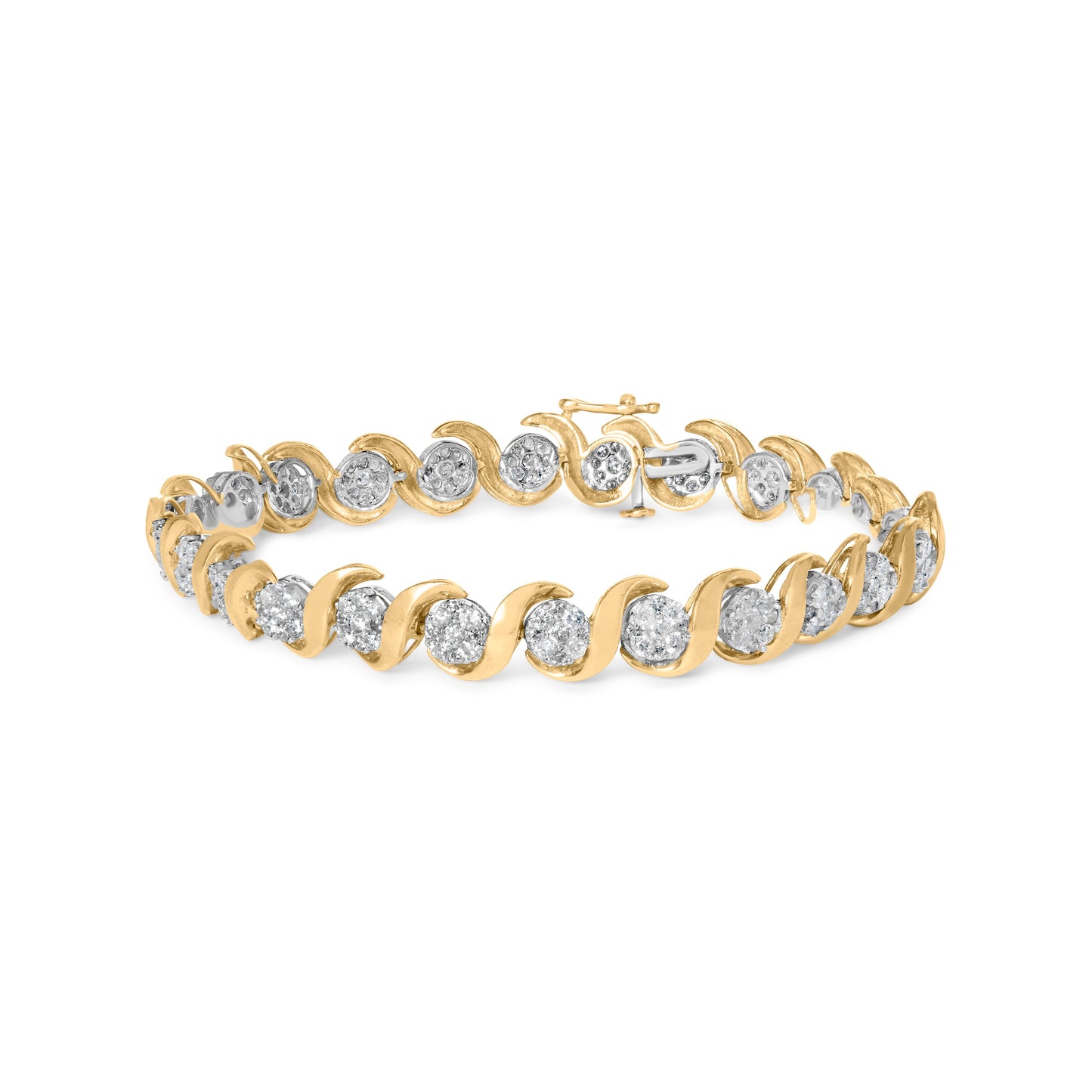 Bracelet en or jaune 10K avec diamants en forme de fleur - 4,00 Cttw