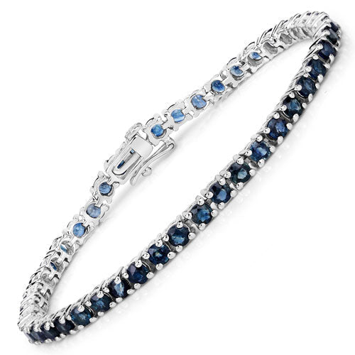 12.04 Carat Genuine Blue Sapphire Sterling Silver Bracelet