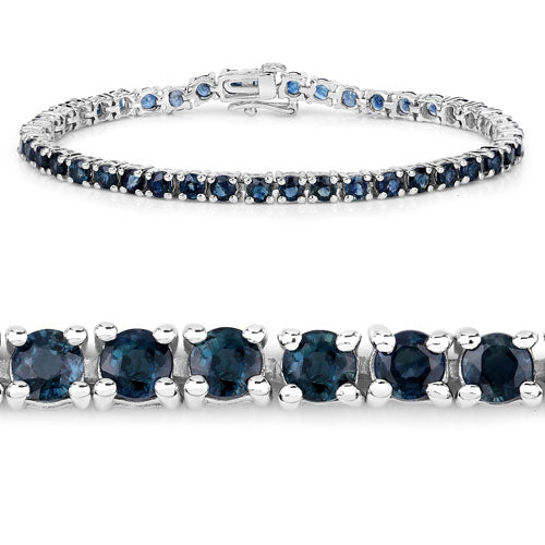 12.04 Carat Genuine Blue Sapphire Sterling Silver Bracelet