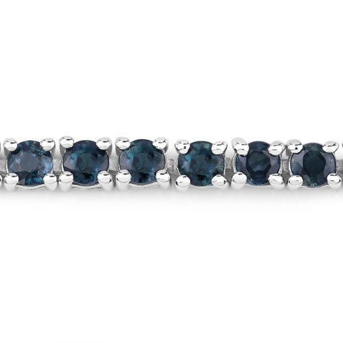 12.04 Carat Genuine Blue Sapphire Sterling Silver Bracelet