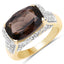 Anillo de Cuarzo Ahumado de 6.65 Quilates y Topacio Blanco en Plata Esterlina