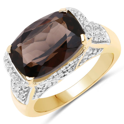 6.65 Carat Smoky Quartz & White Topaz Sterling Silver Ring