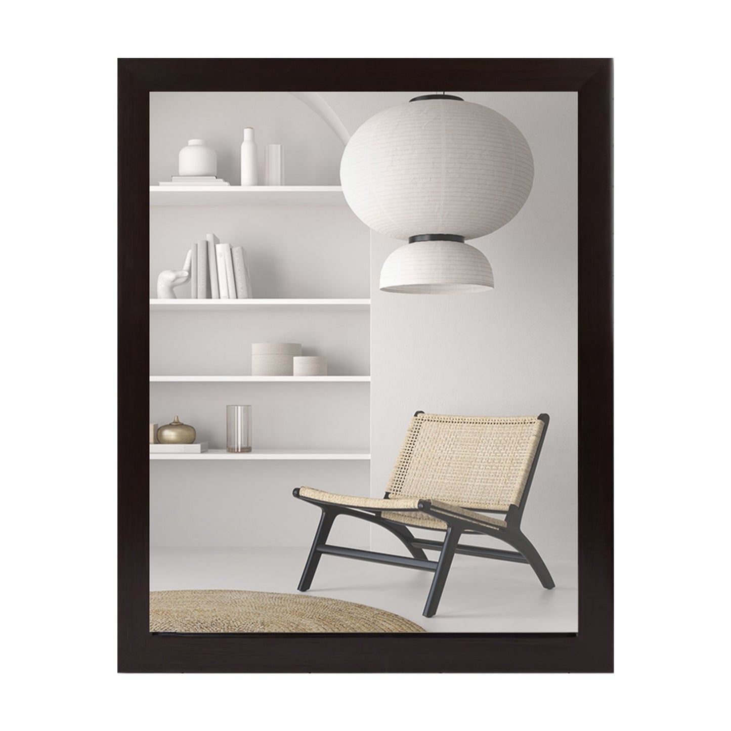 Espejo de Pared Moderno con Marco de Aspecto de Madera