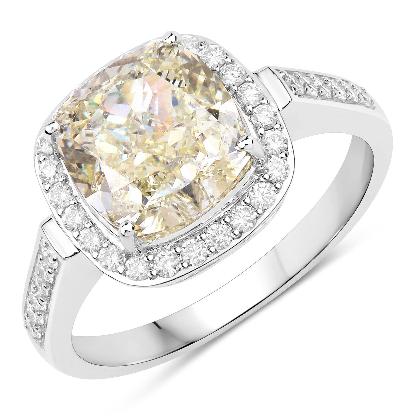 IGI Certified 4.02 Carat Light Yellow Diamond Engagement Ring