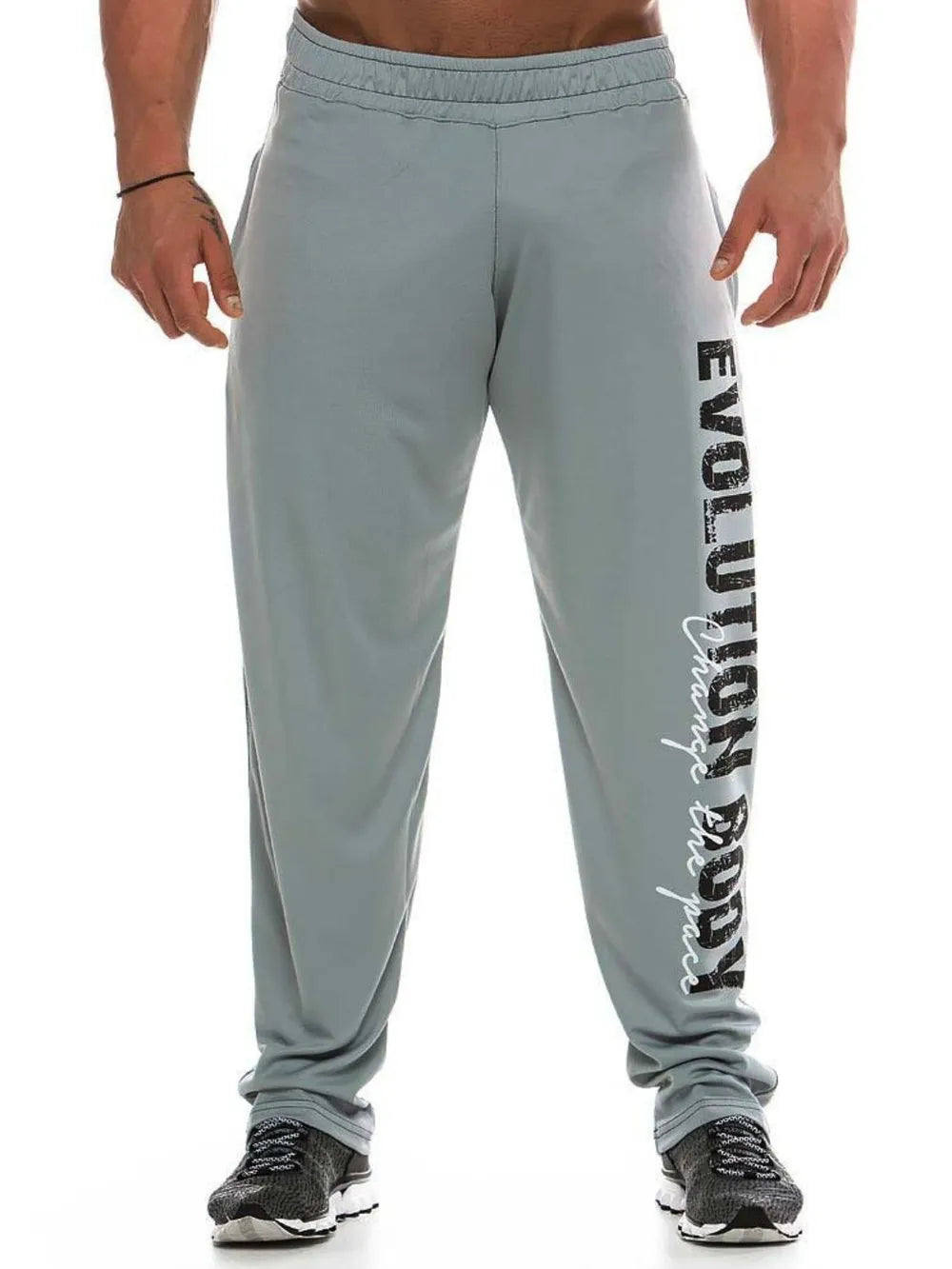 Men's Elastic Waist Active Pants with Letter Design