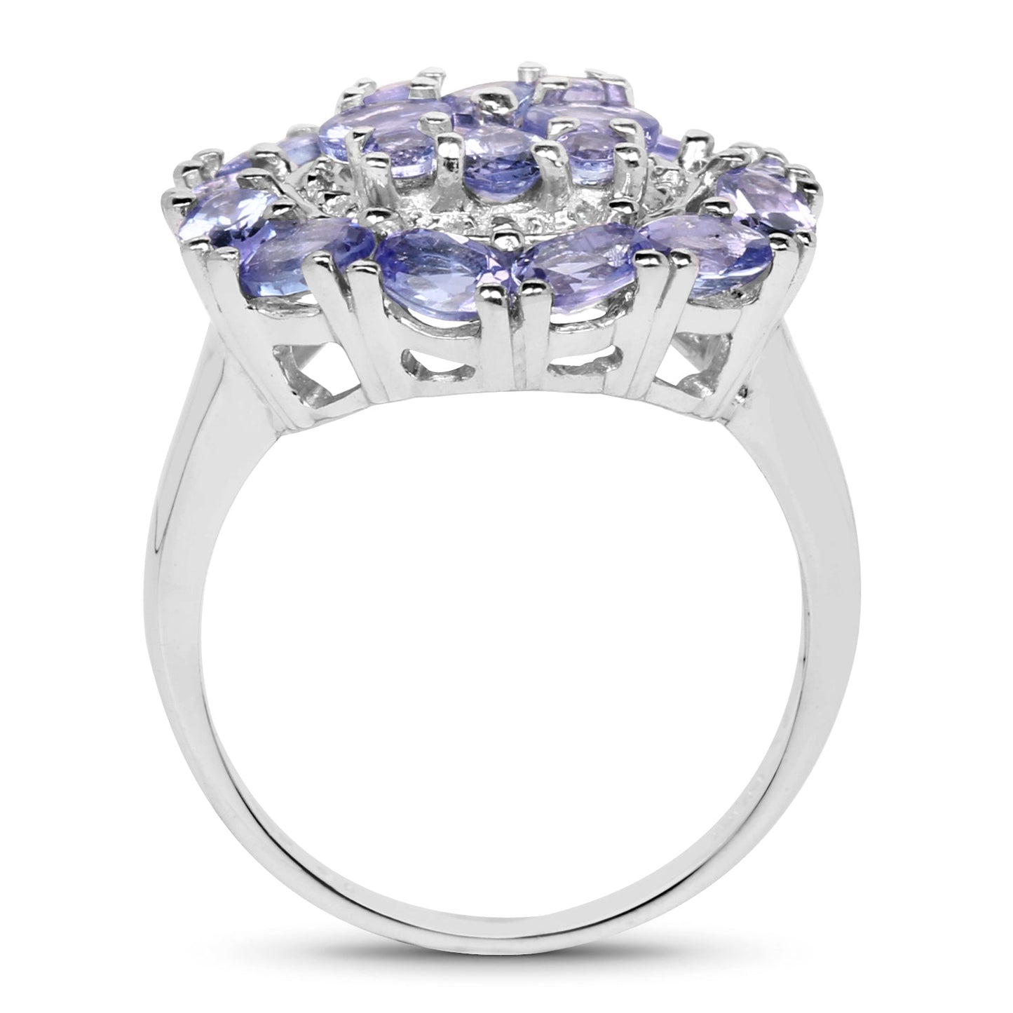 Bague de fiançailles en argent sterling avec tanzanite véritable de 2,92 carats