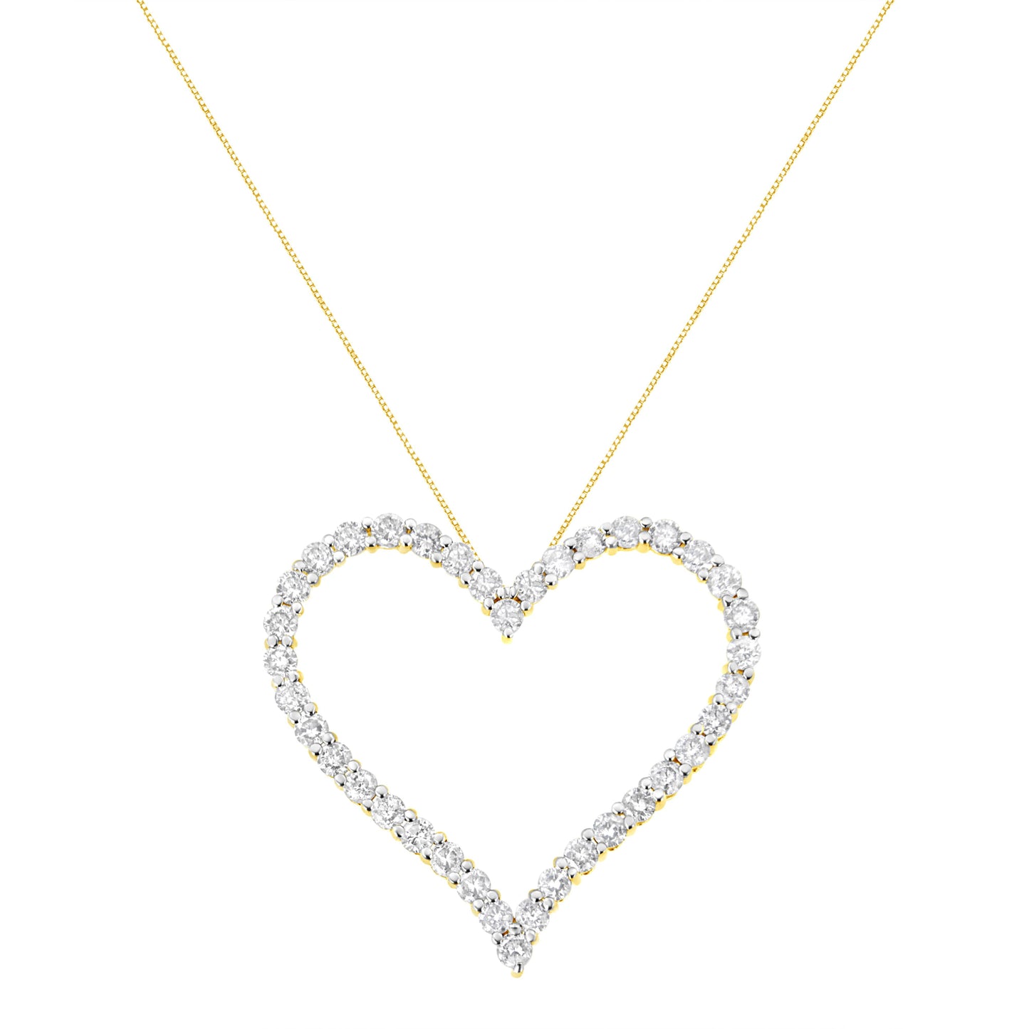 Collier Pendentif Cœur en Diamant Plaqué Or Jaune 10k en Argent Sterling - 18"