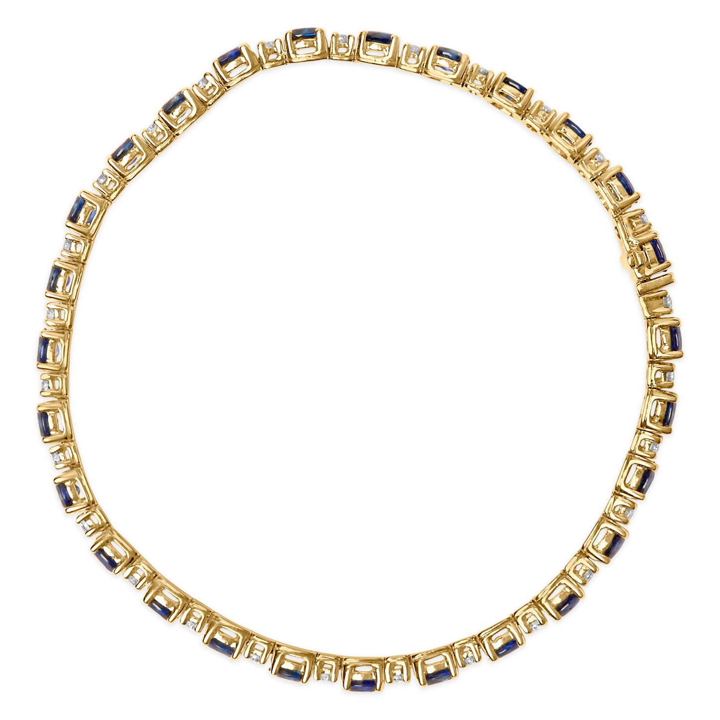 Bracelet en or jaune 18K avec diamants et saphirs bleus - 7,25 pouces