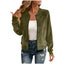 Elegant Round-neck Zip-up Deerskin-fleece Bomber Jacket