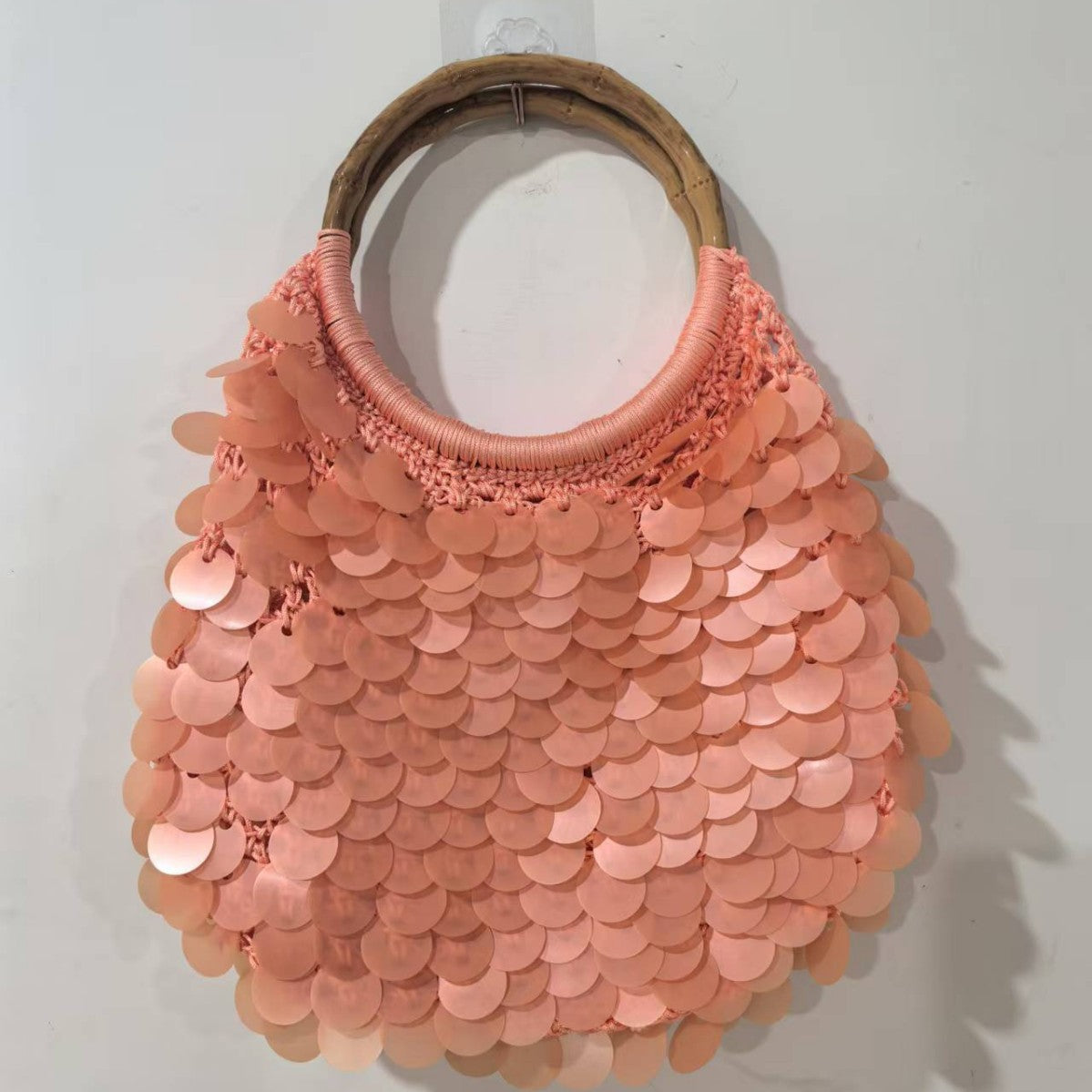 High-End Handmade Natural Sequin Shoulder Bag for Women