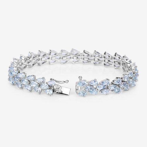 14.11 Carat Genuine Aquamarine Sterling Silver Bracelet