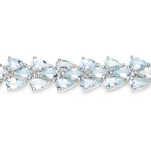 14.11 Carat Genuine Aquamarine Sterling Silver Bracelet
