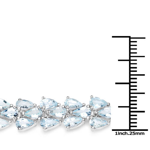 14.11 Carat Genuine Aquamarine Sterling Silver Bracelet