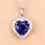 3.74 Carat Genuine Tanzanite and White Diamond Pendant in 14K White Gold