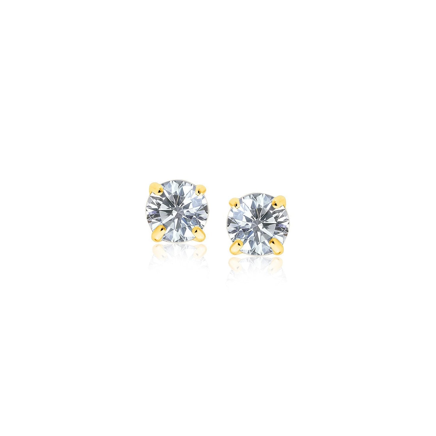 Boucles d'oreilles puces en or jaune 14k avec zircon cubique