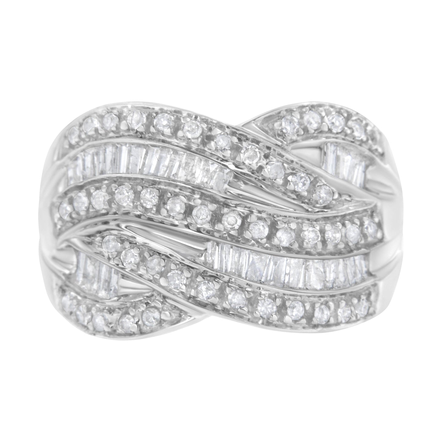 Anillo de Bypass de Diamantes en Plata Esterlina .925 - Talla 7