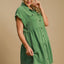 Green Plus Size Button-Down Shirt Dress