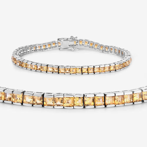 Bracelet en argent sterling de 8,25 carats en citrine véritable