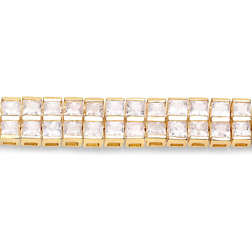 Bracelet en saphir bleu et saphir blanc plaqué or jaune 14K
