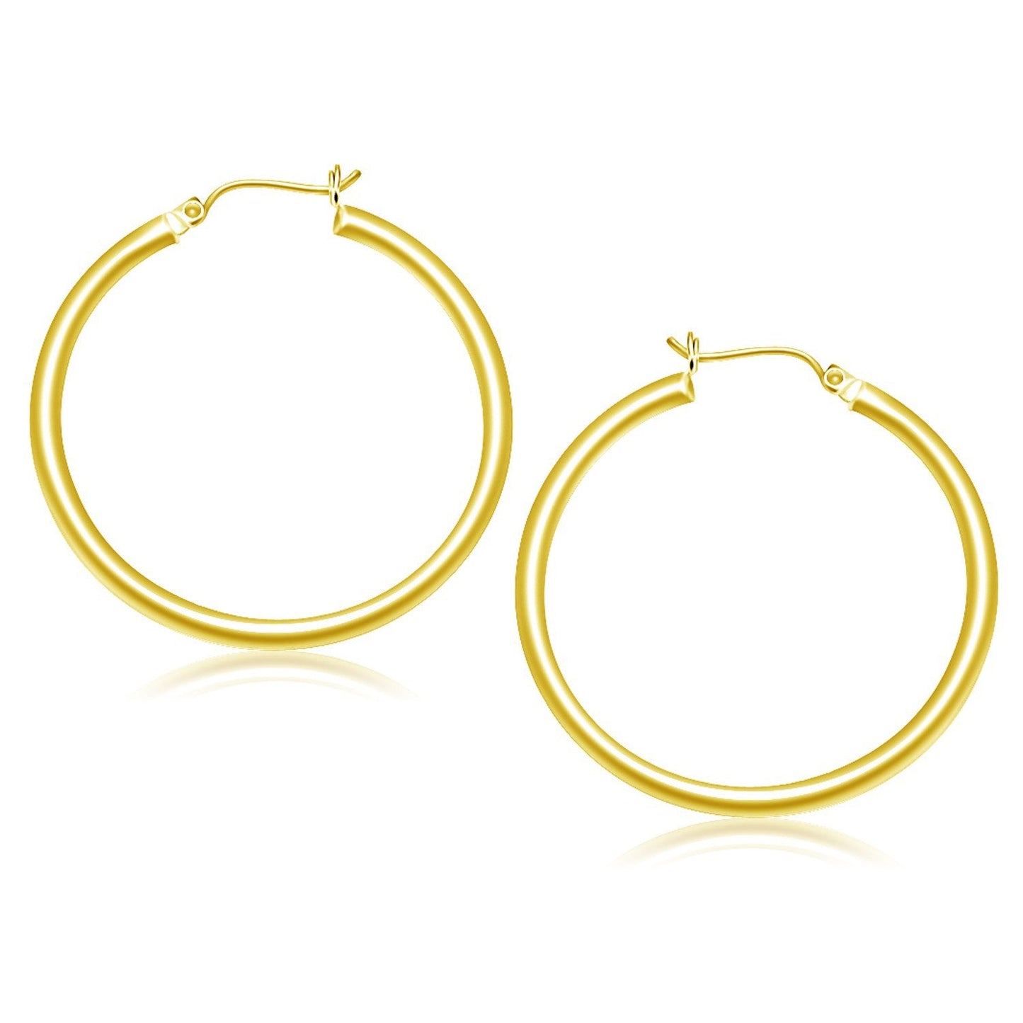14k Yellow Gold Polished Hoop Earrings - 40 mm