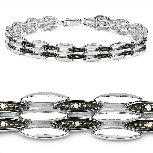 Pulsera de Plata Esterlina .925 con Diamante Champagne de 0.22 Quilates