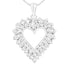 Collier Pendentif Cœur Ouvert à Deux Rangées en Argent Sterling 925 avec Diamants