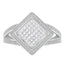 Anillo Halo de Diamante Corte Princesa de Plata Esterlina .925 - Tamaño 7