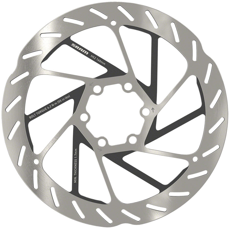 Rotor de frein à disque SRAM HS2 - 160 mm 6-Bolt Argent/Noir