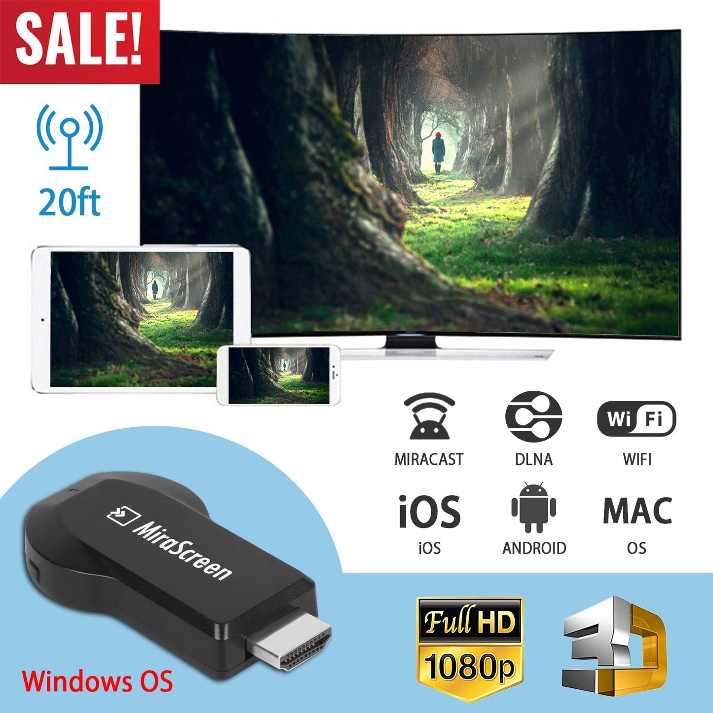 1080P Wireless Display Adapter for Seamless Streaming