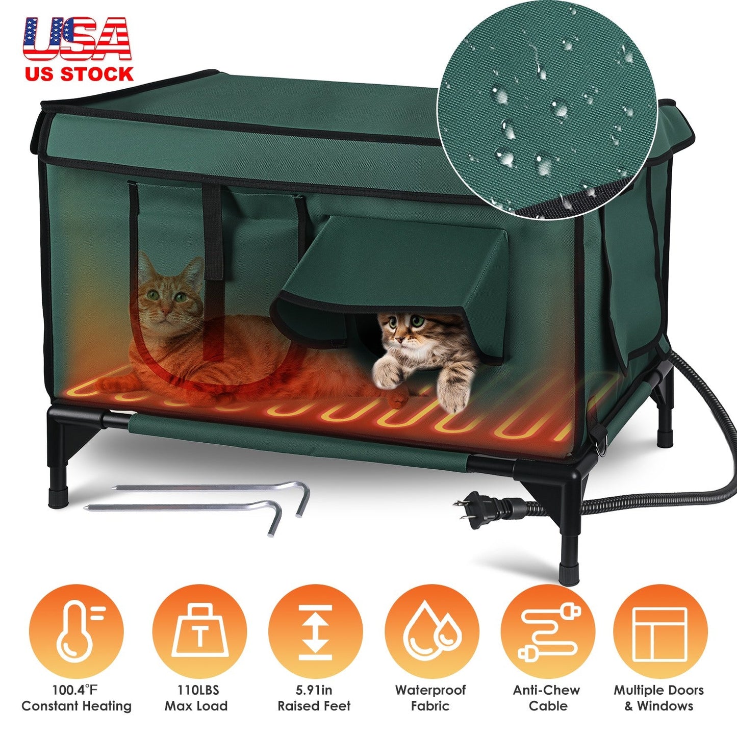Casa para Gatos Calentada e Impermeable para Comodidad al Aire Libre
