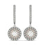 14k White and Rose Gold Drop Diamond Earrings with Halo Design