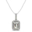 Colgante Halo con Diamante Central Esmeralda en Oro Blanco de 14k
