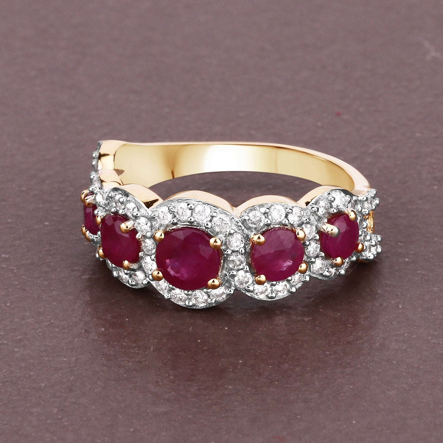 1.99 Carat Ruby and Diamond 14K Yellow Gold Engagement Ring