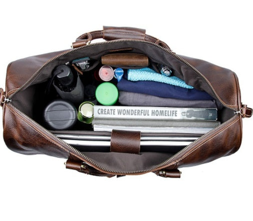 Premium Large Capacity Cowhide Trolley Travel Bag