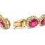 Bracelet en or jaune 14K avec diamants et rubis en halo - 7,25 pouces