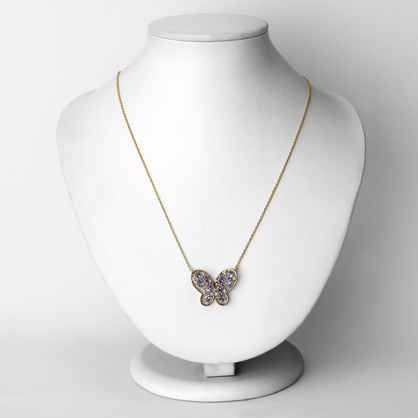 1.86 Carat Genuine Tanzanite & White Zircon Necklace in Sterling Silver