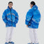 Snow Mountain Blue Embroidered Cotton Puffer Jacket